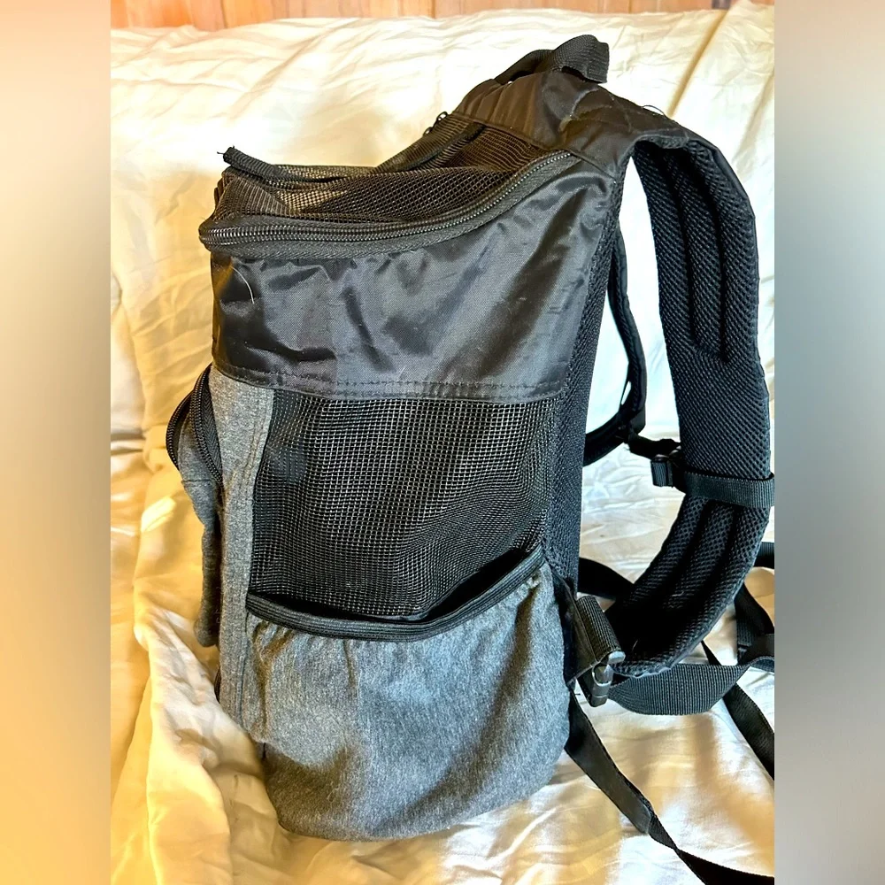 Top Paw Cute & Colorful Gray Dog Carrier Backpack Small Dogs up to 15 lbs